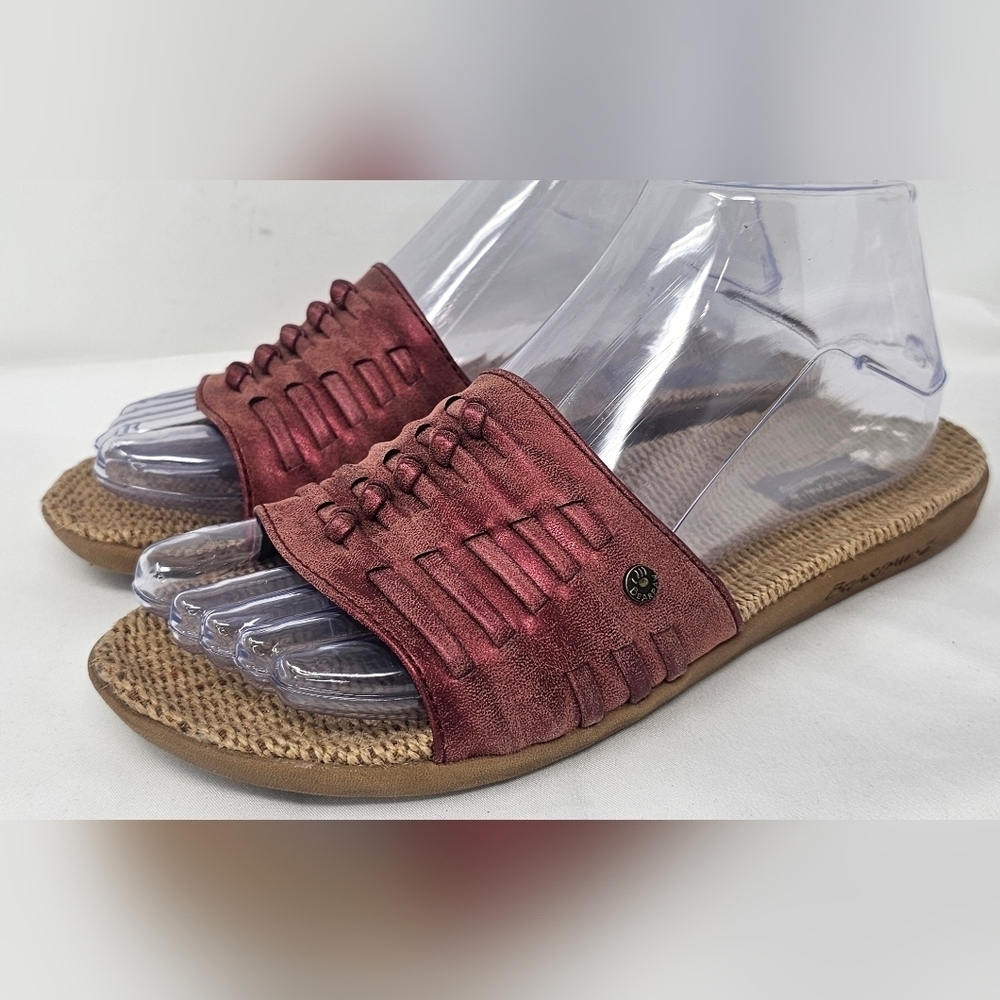 Bearpaw Women's Cedars Wine Faux Leather Slide Sandals Lightweight Casual Size 7